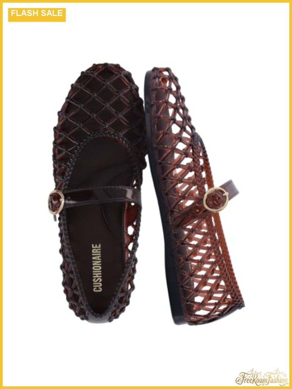 Mary Jane Jelly Flats Adjustable Buckle PVC Woven Flat Sole